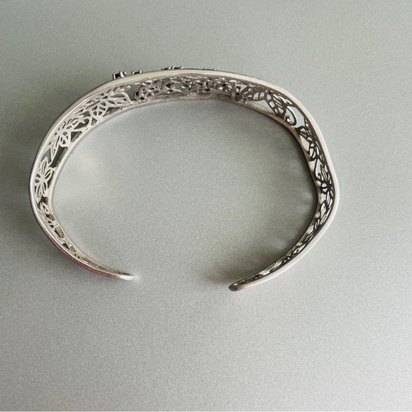 Amethyst Floral Filigree Open Work Sterling Silver Cuff Bracelet By HENG… - Picture 5 of 7